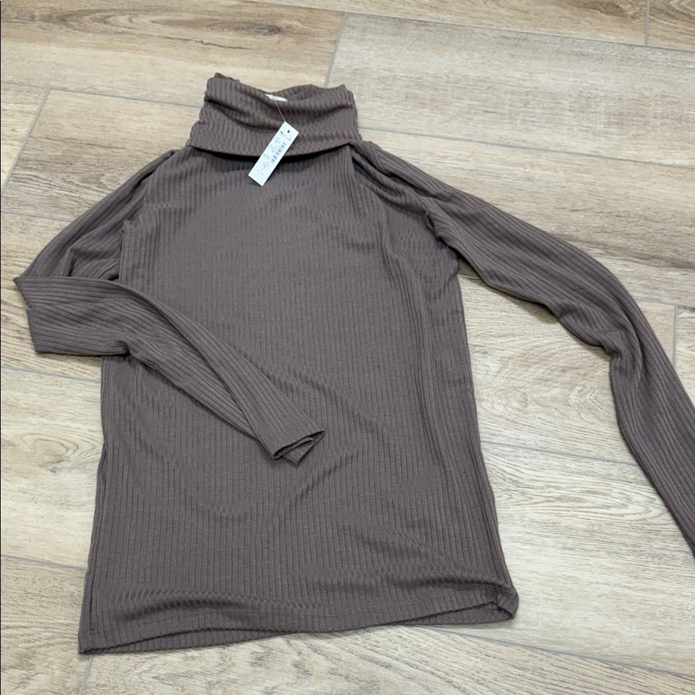 Madewell Taupe Ribbed Knit Turtleneck